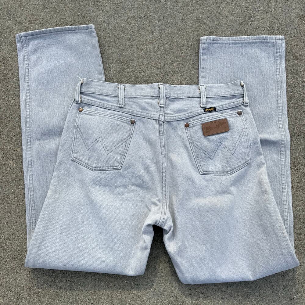 Vintage 80s Wrangler 13MWZPO Gray Concrete Cowboy Cut Original Fit Jeans 34x34